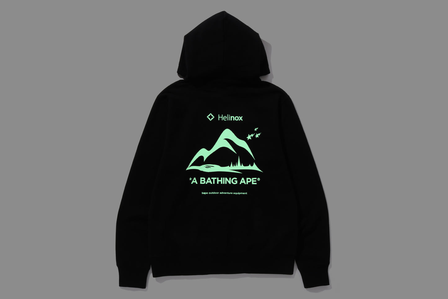 BAPE × Helinox GLOW IN THE DARK PULLOVER HOODIE - Black