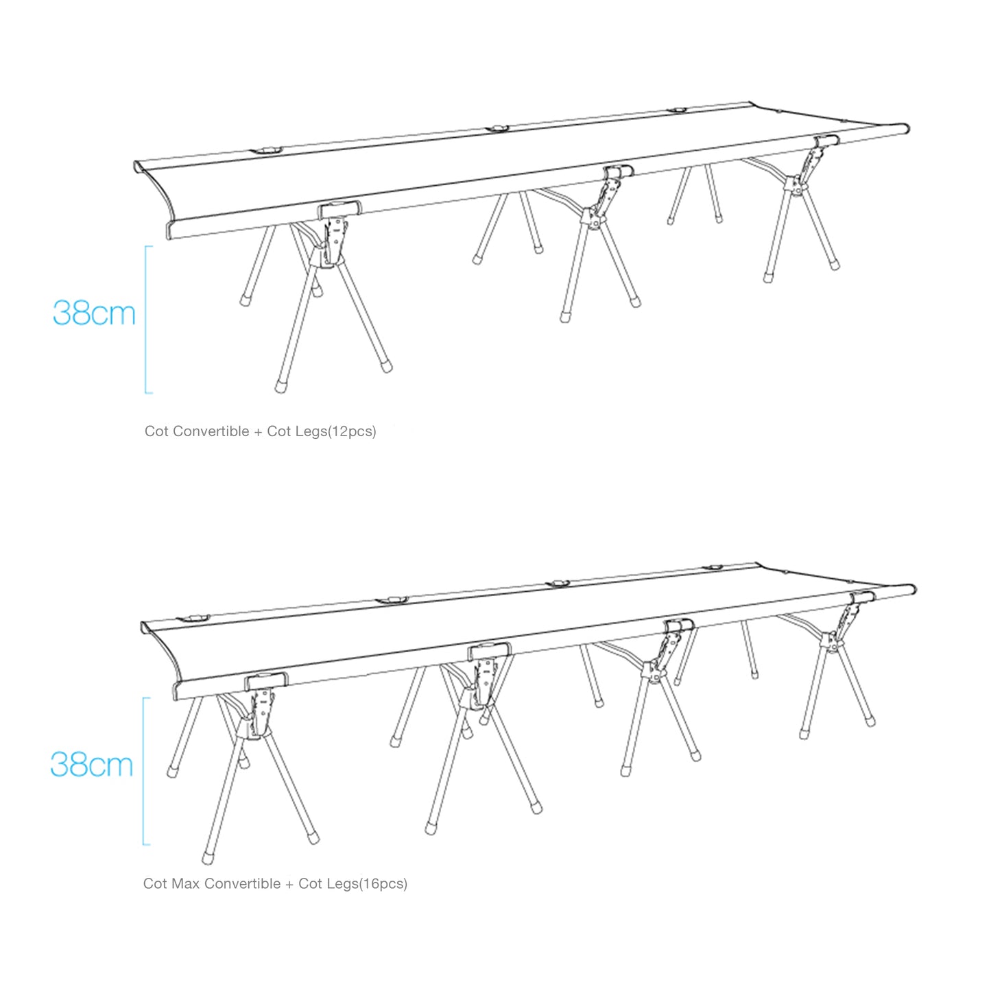 Cot Leg (16pcs) - Black