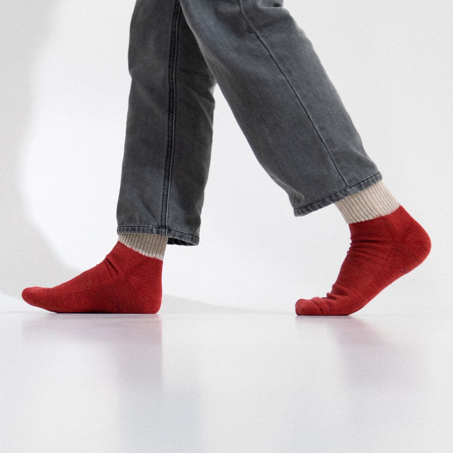 Winiche & Co. × Helinox Wool Slouch Socks - Red / Beige