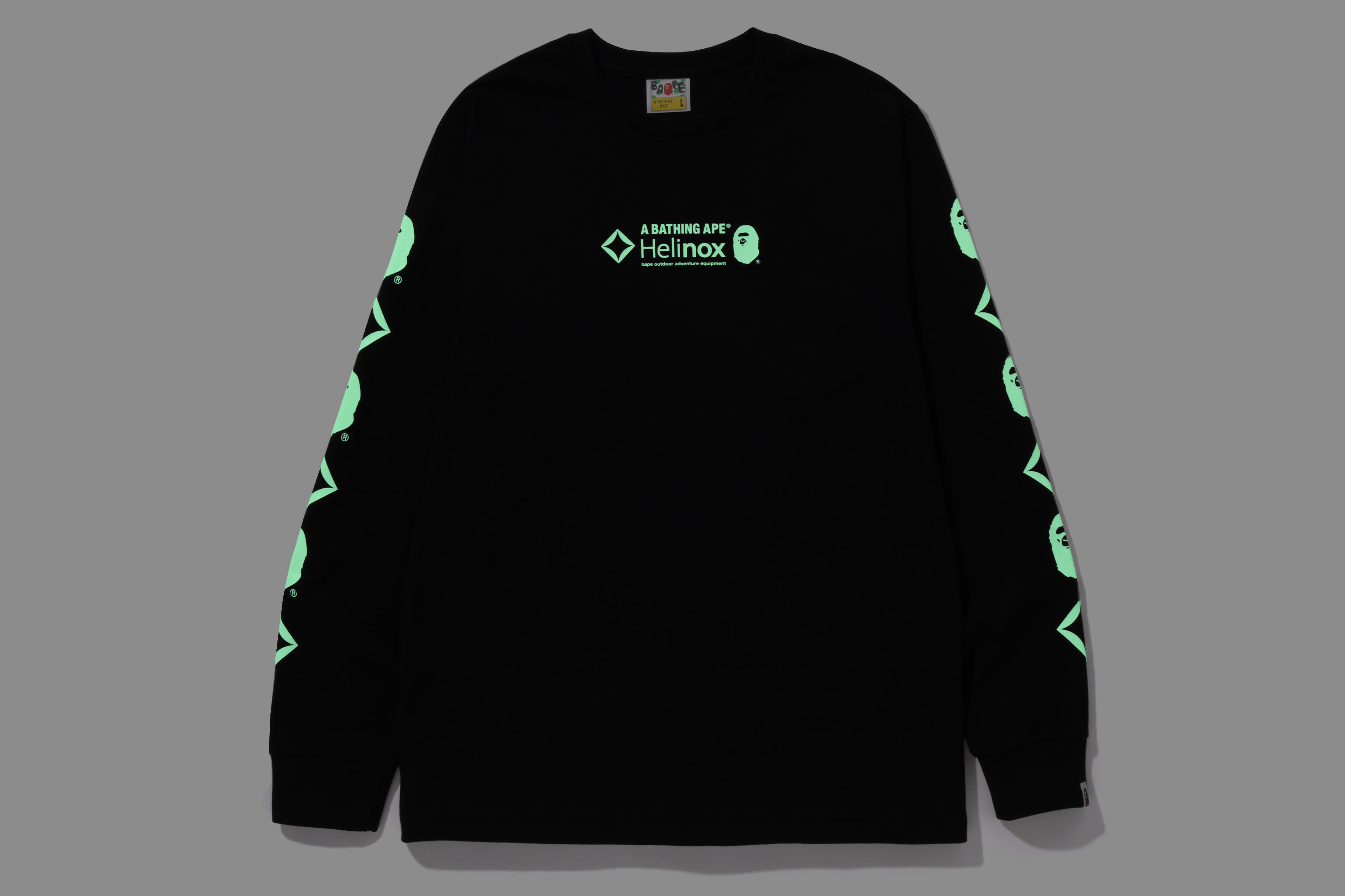 BAPE × Helinox GLOW IN THE DARK LONG SLEEVE T-SHIRT - Black