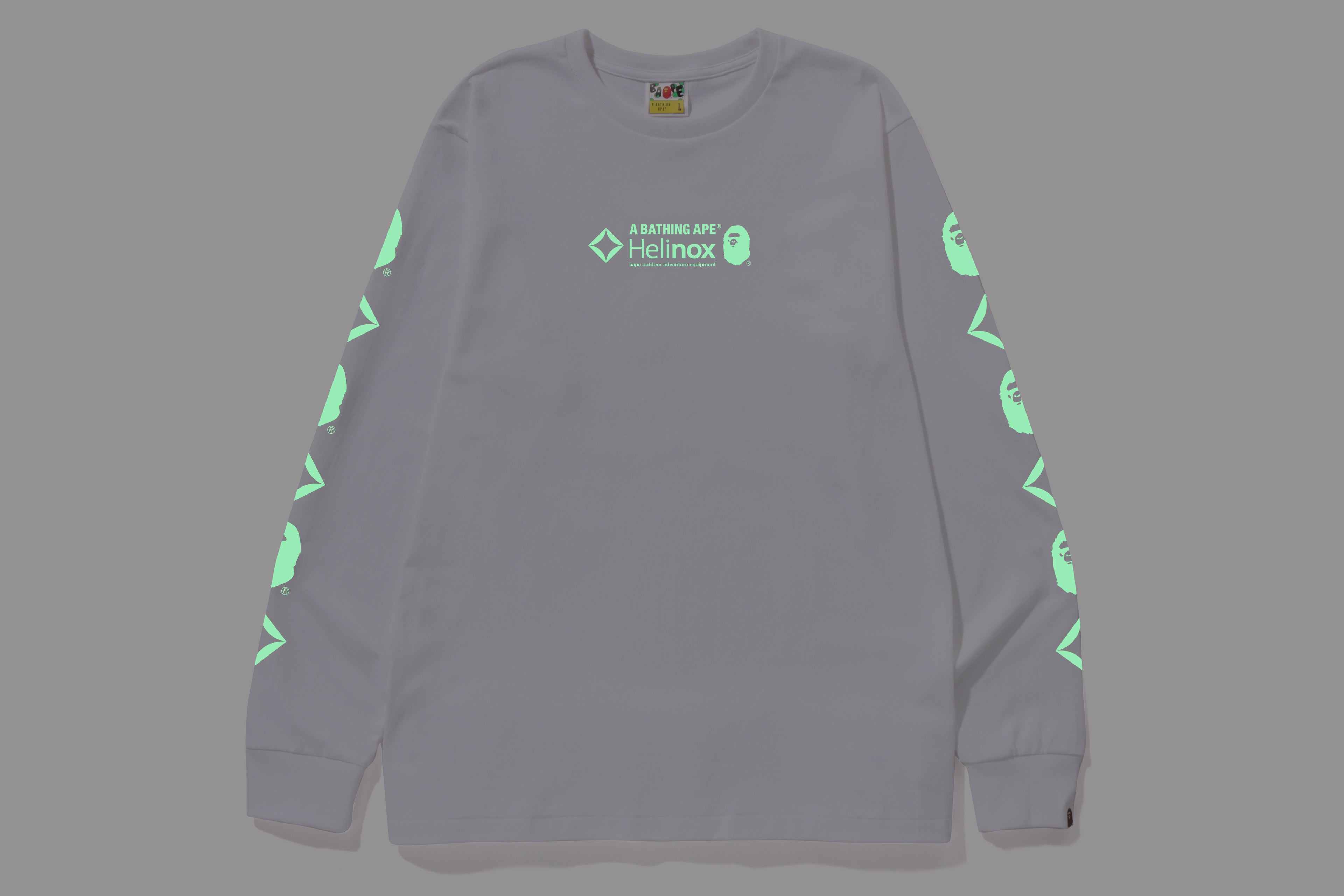 BAPE × Helinox GLOW IN THE DARK LONG SLEEVE T-SHIRT - White