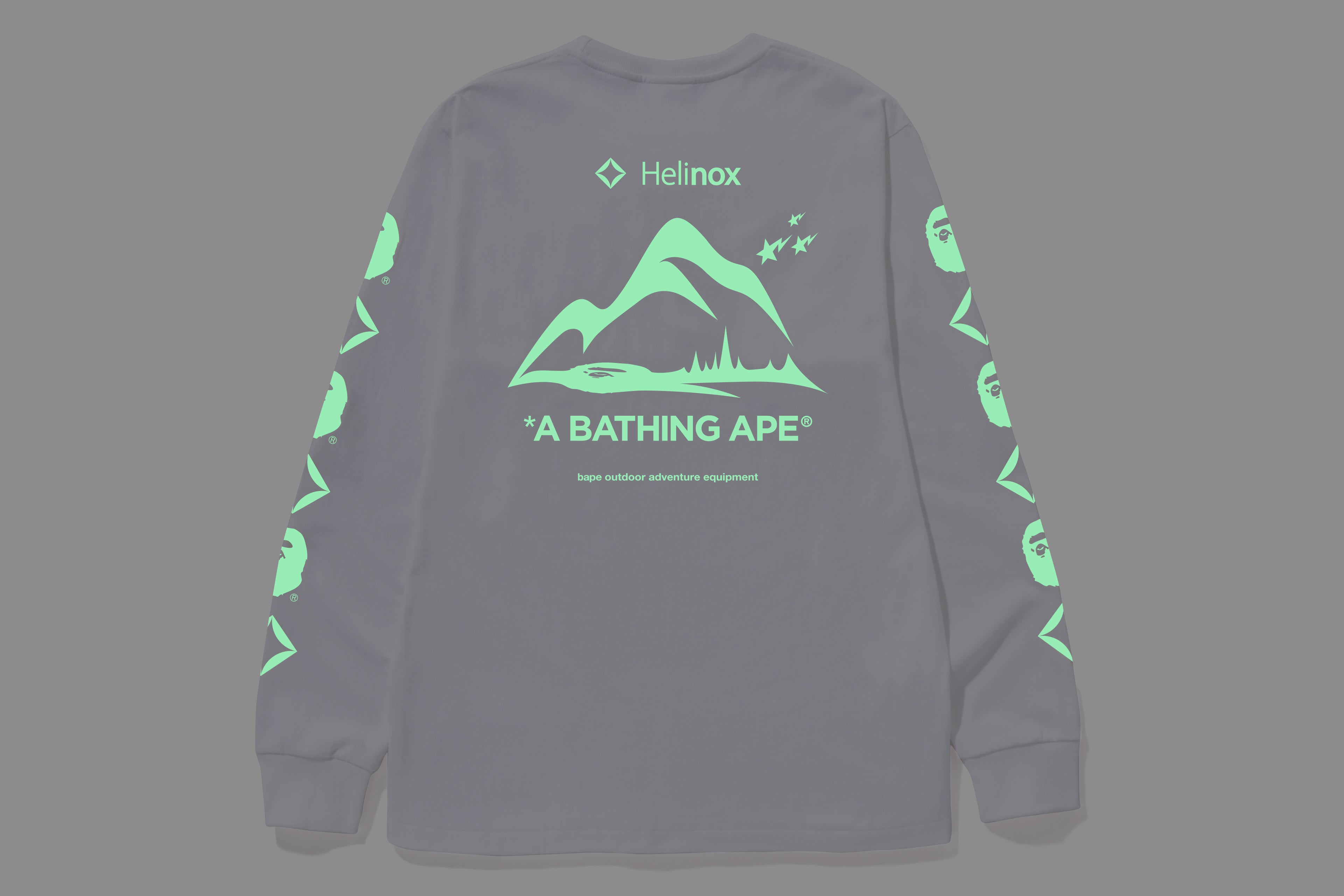 BAPE × Helinox GLOW IN THE DARK LONG SLEEVE T-SHIRT - White