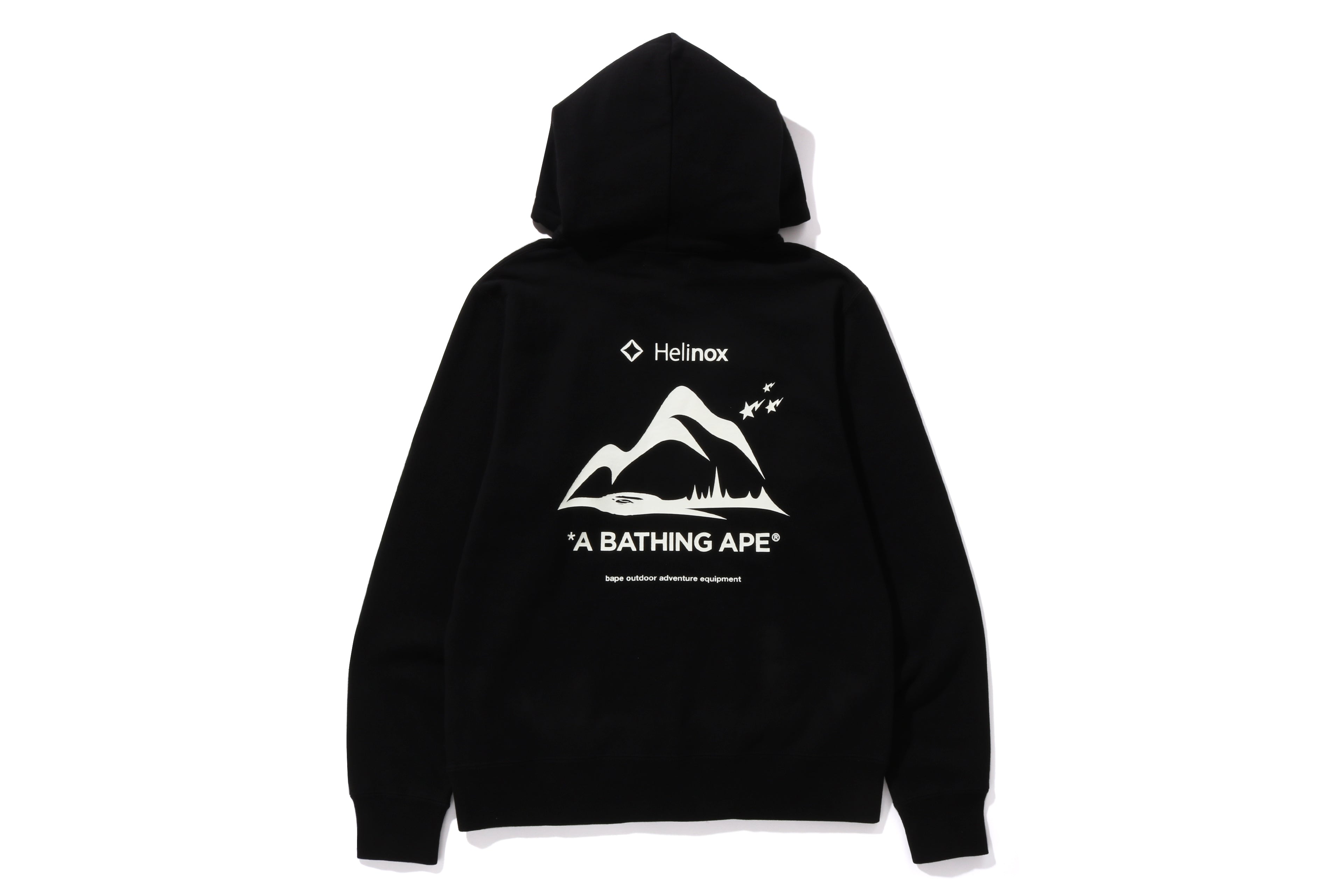 BAPE × Helinox GLOW IN THE DARK PULLOVER HOODIE - Black