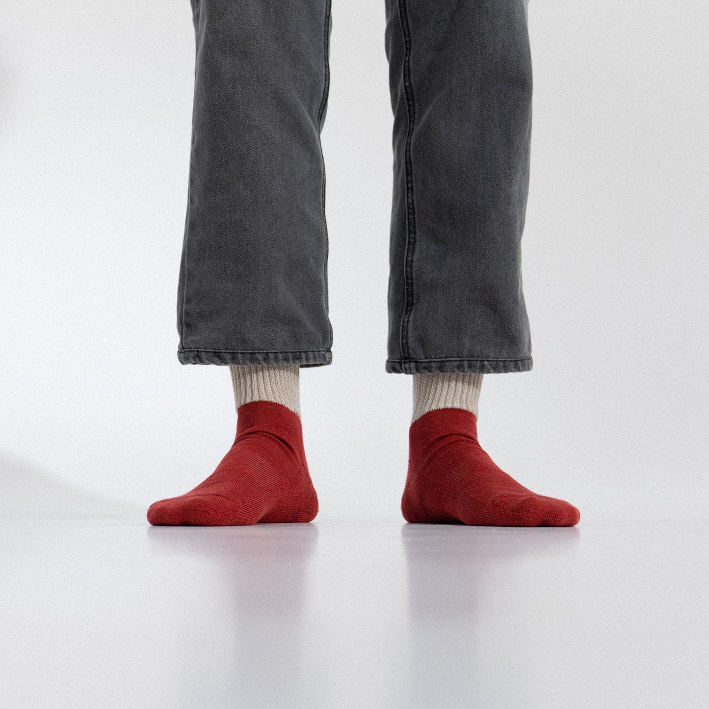 Winiche & Co. × Helinox Wool Slouch Socks - Red / Beige